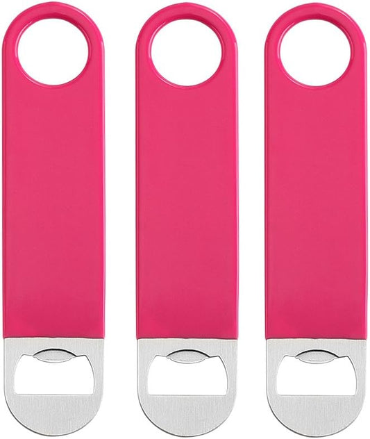 3 Pack 7" Heavy Duty Flat Bottle Opener, Pink
