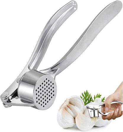 Garlic Press - 304 Stainless Steel Garlic Mincer & Crusher, Heavy Duty, Easy Squeeze, Rust Proof, Easy Clean - Garlic Press for Kitchen, Ginger Peeler Garlic Crusher