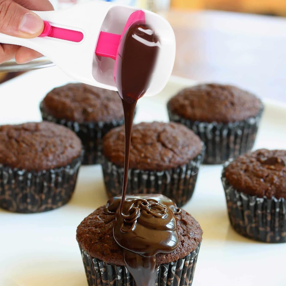 Cupcake Batter Scoop, Silicone Sliding Button Baking Tool