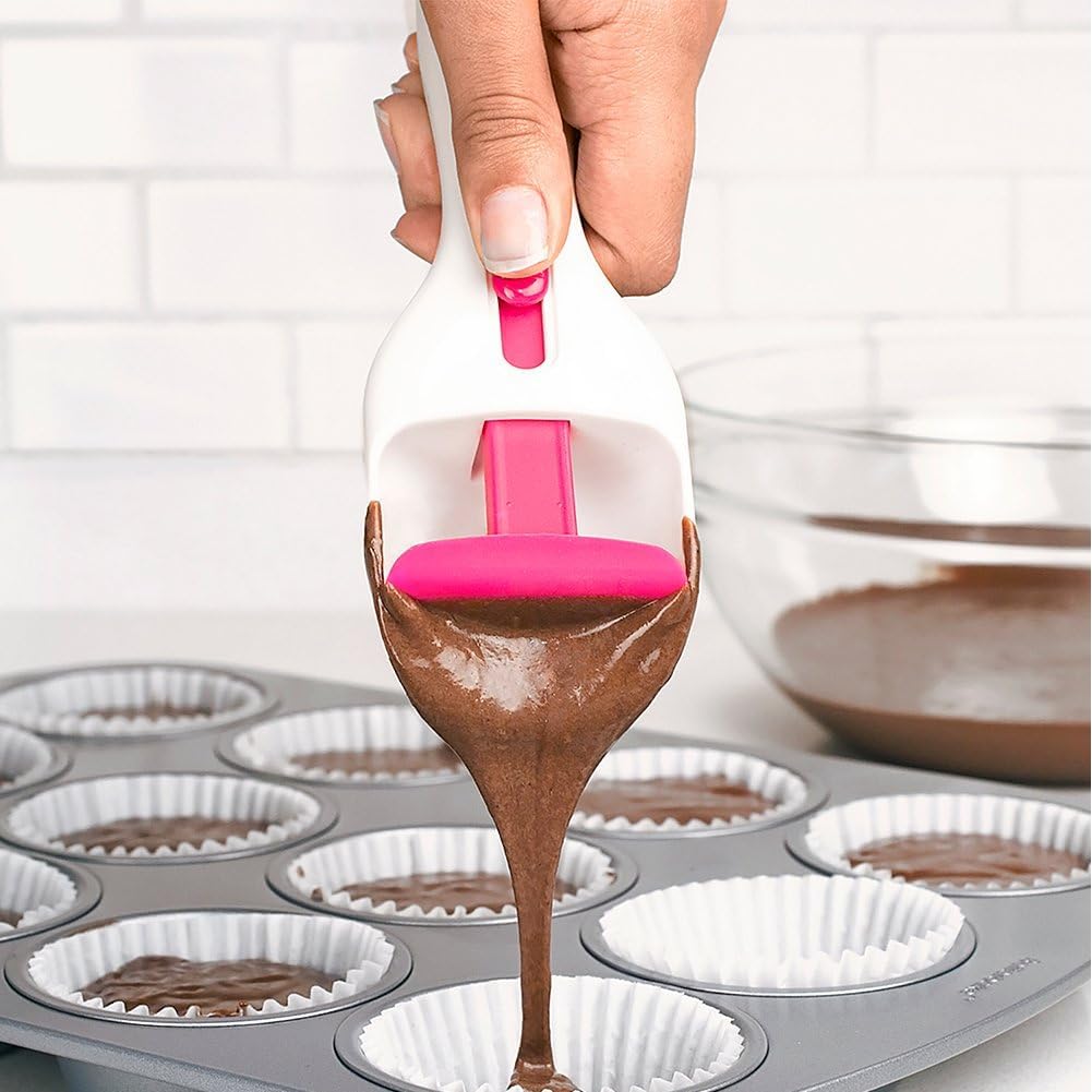 Cupcake Batter Scoop, Silicone Sliding Button Baking Tool