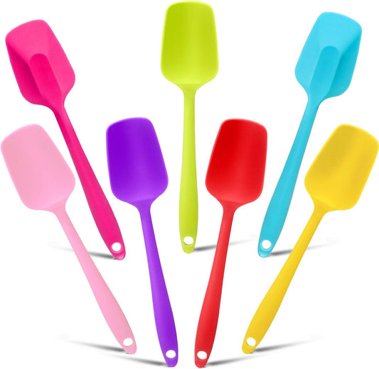 Silicone Spatulas, 7 Pieces 8.2 Inch Small Rubber Spoon Non Stick Kitchen Christmas Spatulas Heat Resistant Flexible Scrapers Baking Tool for Cooking, Mixing, Baking Tools