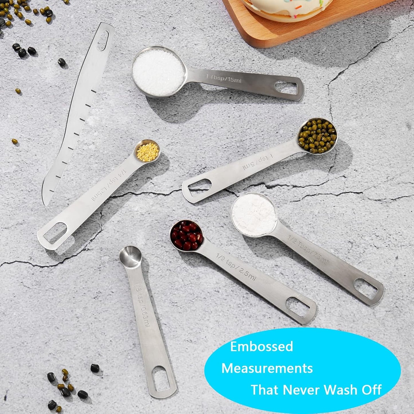 20 PCS Measuring Cups & Spoons Set, for Cooking & Baking Gadgets | 18/10 Stainless Steel, Metal Material | Nesting, Stackable Design | Dry & Liquid | Plastic | Leveler, Conversion Chart