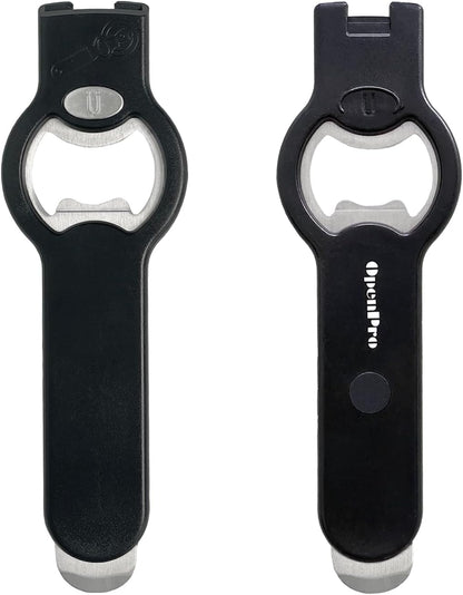 2-in-1 Magnetic Soda Can & Beer Bottle Opener-Dual Magnets for Fridge & Cap Catcher, Heavy Duty Stainless Steel, Perfect for Big Hands,Long nails, RV, Bartender, Gift for Father, Black, 2 Pack