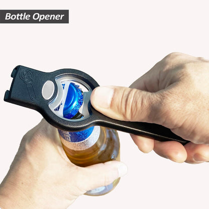 2-in-1 Magnetic Soda Can & Beer Bottle Opener-Dual Magnets for Fridge & Cap Catcher, Heavy Duty Stainless Steel, Perfect for Big Hands,Long nails, RV, Bartender, Gift for Father, Black, 2 Pack