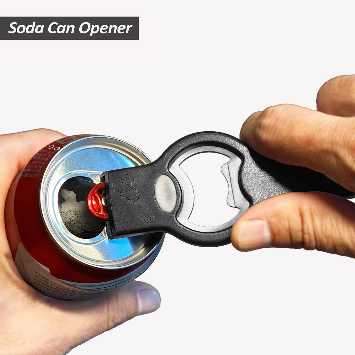 2-in-1 Magnetic Soda Can & Beer Bottle Opener-Dual Magnets for Fridge & Cap Catcher, Heavy Duty Stainless Steel, Perfect for Big Hands,Long nails, RV, Bartender, Gift for Father, Black, 2 Pack