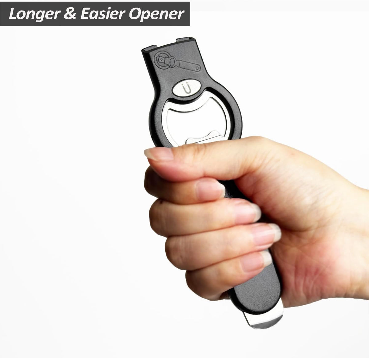2-in-1 Magnetic Soda Can & Beer Bottle Opener-Dual Magnets for Fridge & Cap Catcher, Heavy Duty Stainless Steel, Perfect for Big Hands,Long nails, RV, Bartender, Gift for Father, Black, 2 Pack