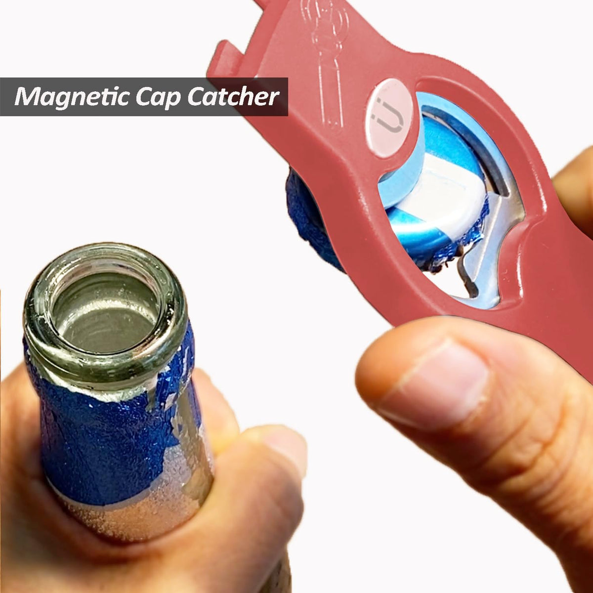 2-in-1 Magnetic Soda Can & Beer Bottle Opener-Dual Magnets for Fridge & Cap Catcher, Heavy Duty Stainless Steel, Perfect for Big Hands,Long nails, RV, Bartender, Gift for Father, Black, 2 Pack