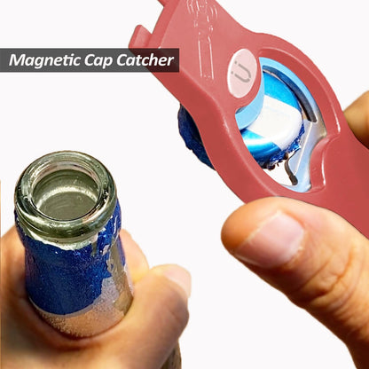 2-in-1 Magnetic Soda Can & Beer Bottle Opener-Dual Magnets for Fridge & Cap Catcher, Heavy Duty Stainless Steel, Perfect for Big Hands,Long nails, RV, Bartender, Gift for Father, Black, 2 Pack