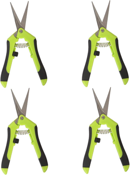 4 Pack 6.5 Inch Bud Trimming Scissors, Professional Stainless Steel Gardening Hand Pruners Micro-Tip Pruning Snips with Straight Blades for Trimming Garden Herb Plants Flowers