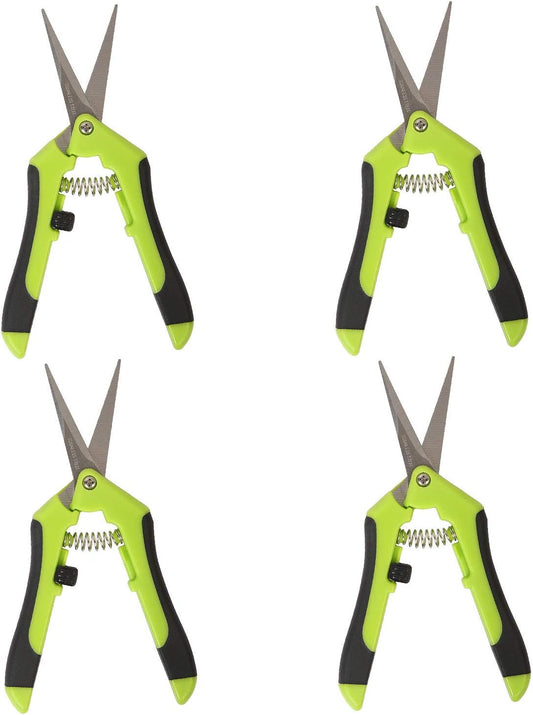 4 Pack 6.5 Inch Bud Trimming Scissors, Professional Stainless Steel Gardening Hand Pruners Micro-Tip Pruning Snips with Straight Blades for Trimming Garden Herb Plants Flowers