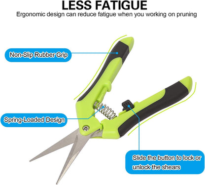 4 Pack 6.5 Inch Bud Trimming Scissors, Professional Stainless Steel Gardening Hand Pruners Micro-Tip Pruning Snips with Straight Blades for Trimming Garden Herb Plants Flowers