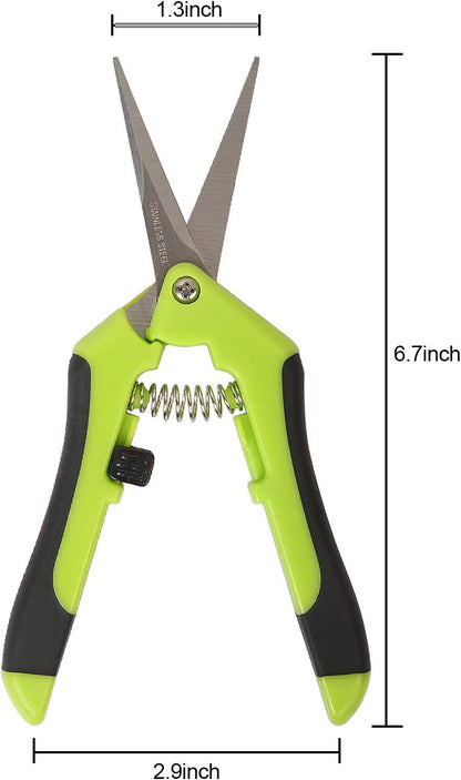 4 Pack 6.5 Inch Bud Trimming Scissors, Professional Stainless Steel Gardening Hand Pruners Micro-Tip Pruning Snips with Straight Blades for Trimming Garden Herb Plants Flowers