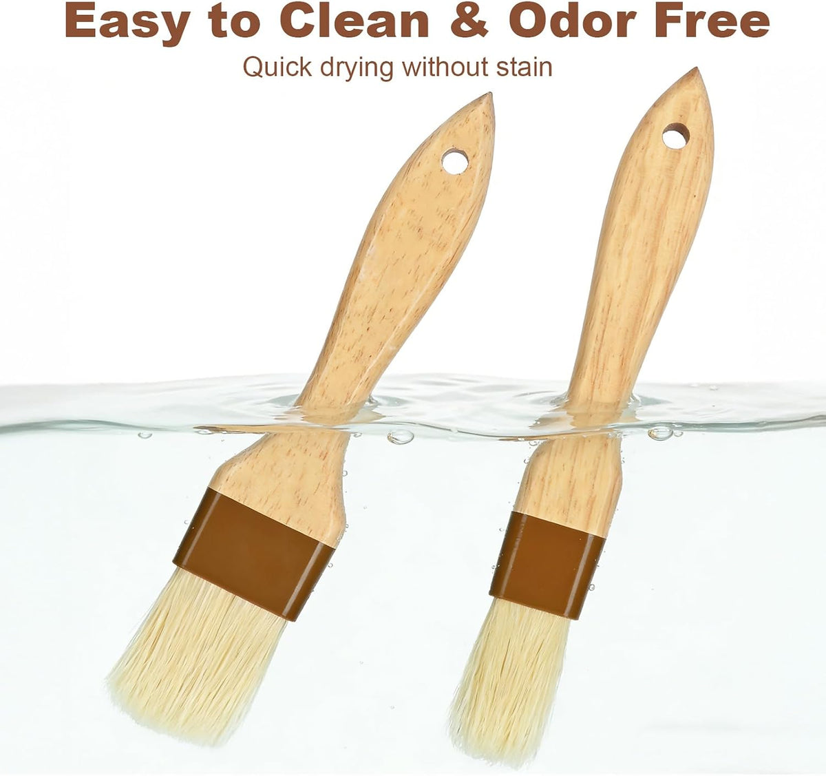 Pastry Brush, Natural Bristle Basting Brush for Cooking and Baking, Premium BBQ Brushes for Butter, Oil, Egg, Sauce, Turkey, Marinade and Kitchen Food