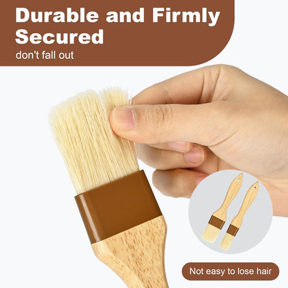 Pastry Brush, Natural Bristle Basting Brush for Cooking and Baking, Premium BBQ Brushes for Butter, Oil, Egg, Sauce, Turkey, Marinade and Kitchen Food