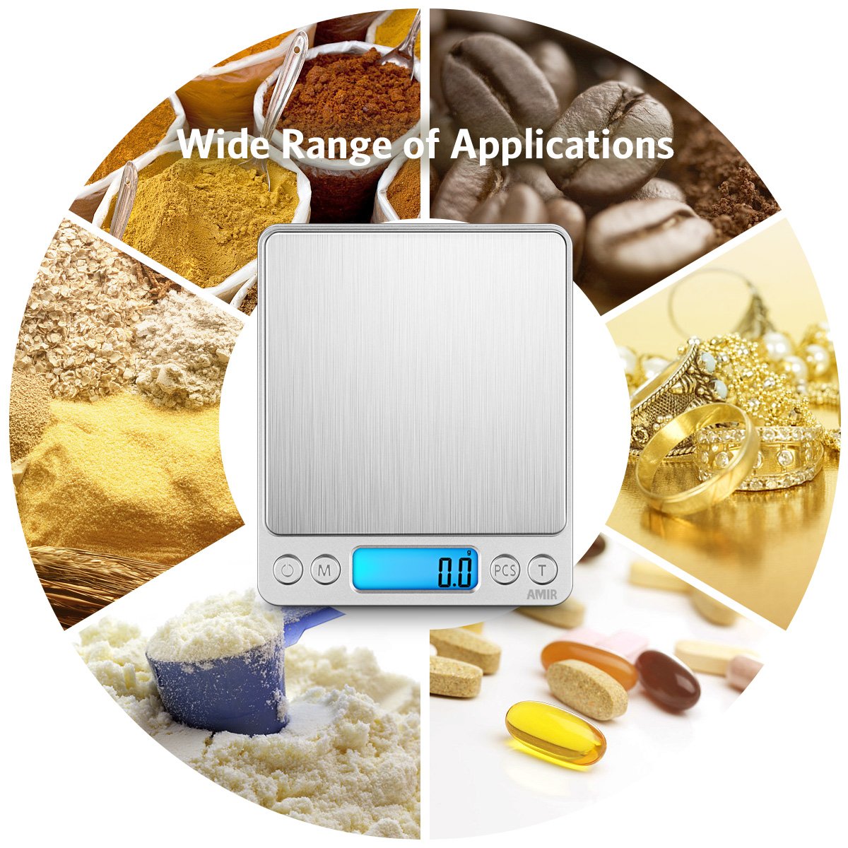 Digital Kitchen Scale, 3000g 0.01oz/ 0.1g Pocket Coffee Scale, Mini Food Scale, Pro Electronic Jewelry Scale with Back-Lit LCD Display, Tare & PCS Functions, Stainless Steel, Batteries Included