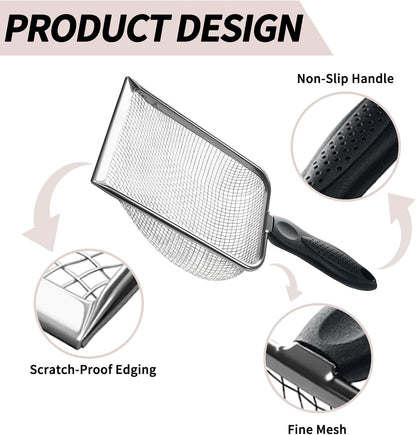 2 PCS 2-in-1 Gardening Soil Sifter Set with 2/2.8mm Mesh, Garden Sieve & Shovel Sifter Screen Potting Scoop for Sand, Dirt, Rock Compost, Stainless Steel & Ergonomic Handle
