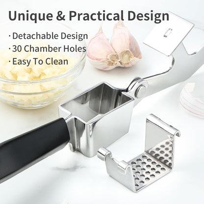 Garlic Press Stainless Steel, Manual Garlic Mincer for Kitchen Use