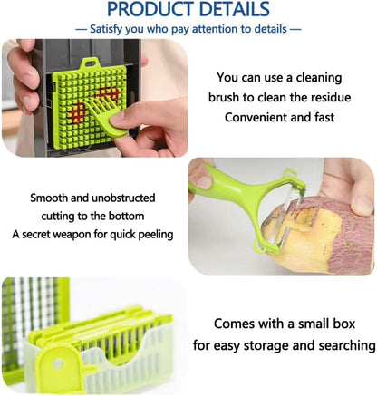 16-in-1 Vegetable Chopper, Vegetable Cutter & Slicer with Container, Multifunctional Manual Food Dicer, Shredder, Grater & Julienne Cutter for Kitchen