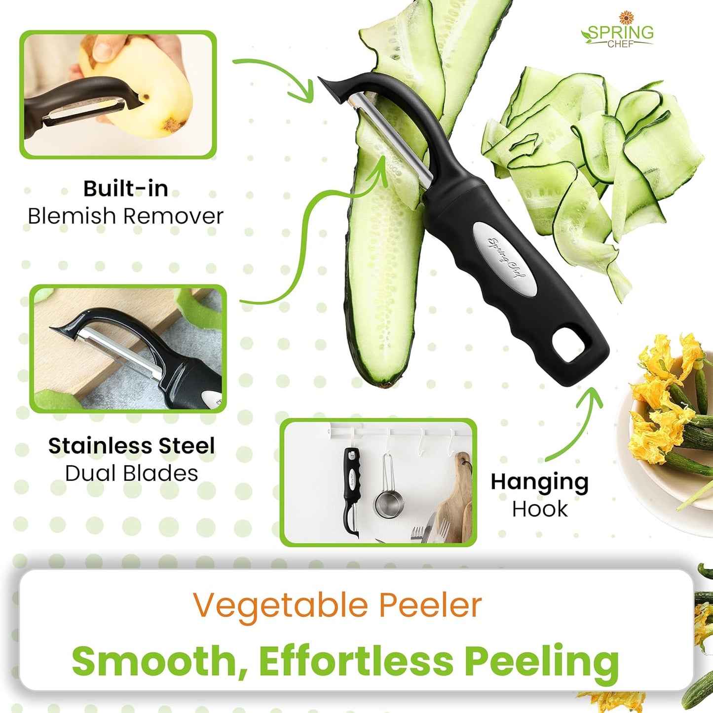 Stainless Steel Potato Masher & Durable Vegetable Peeler Set | Fruit & Food Smasher For Avocado, Banana, Eggs and Durable Potato Peeler with Sharp Blades & Soft Grip for Veggies & Fruits