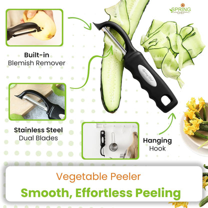 Stainless Steel Potato Masher & Durable Vegetable Peeler Set | Fruit & Food Smasher For Avocado, Banana, Eggs and Durable Potato Peeler with Sharp Blades & Soft Grip for Veggies & Fruits