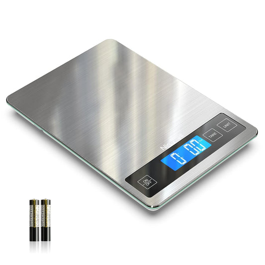 Food Scale, 22lb Digital Kitchen Scale Weight Grams and oz for Cooking Baking, 1g/0.1oz Precise Graduation, Stainless Steel and Tempered Glass