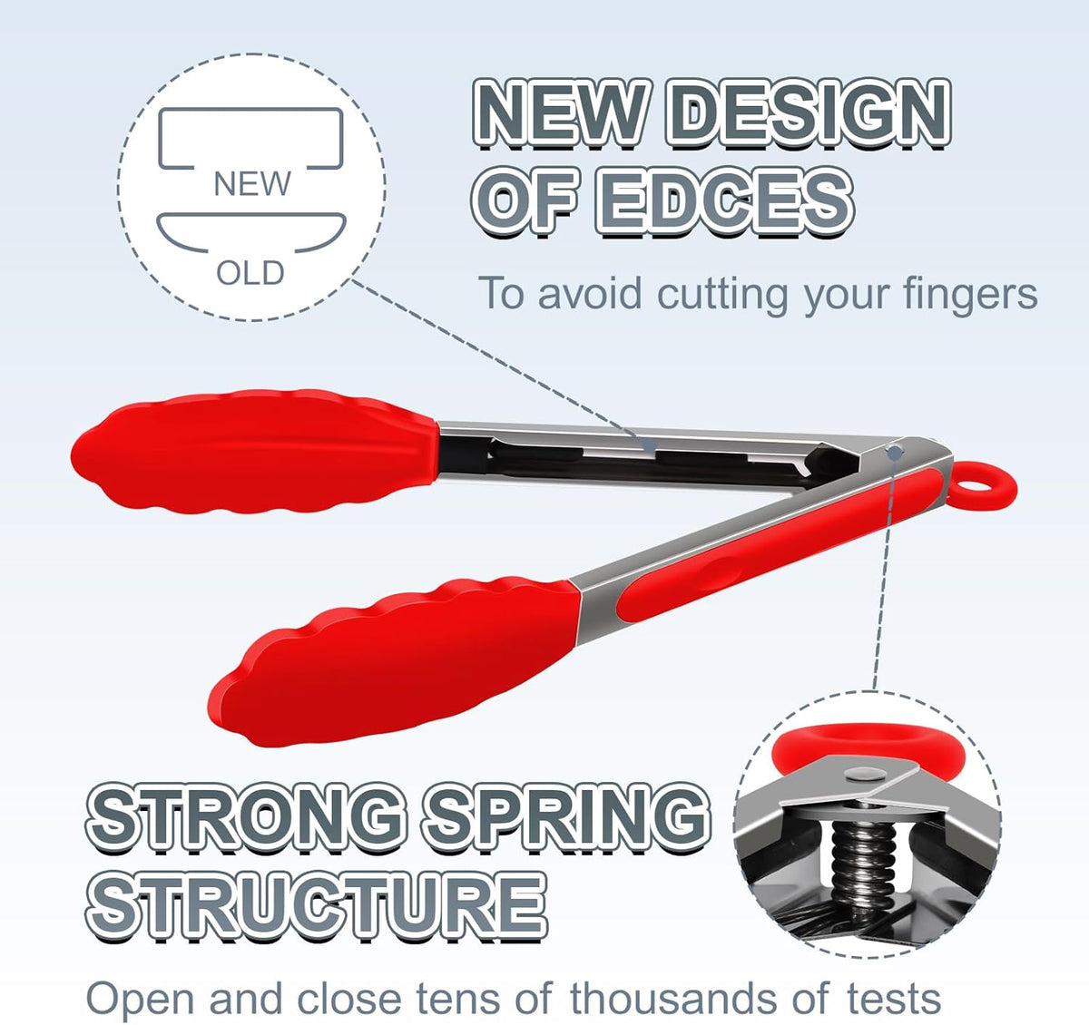 2 Pack Black Premium Stainless Steel Heat Resistant Kitchen Tongs for cooking,set of 9" and 12",Non Scratch Silicone cooking Tong Tip for Cooking Pans,Strong Grip BBQ tongs for Grabbing Hot Food