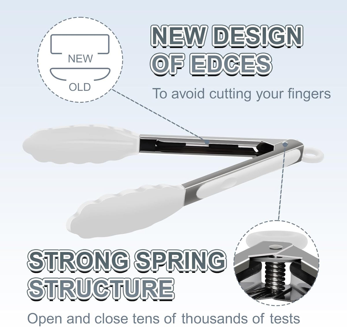 2 Pack Black Premium Stainless Steel Heat Resistant Kitchen Tongs for cooking,set of 9" and 12",Non Scratch Silicone cooking Tong Tip for Cooking Pans,Strong Grip BBQ tongs for Grabbing Hot Food