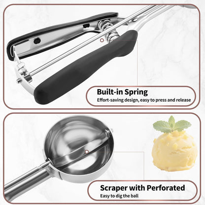 Small Cookie Scoop 1 Tablespoon, Size #60 Cookie Dough Scoop, Stainless Steel Ice Cream Scooper with Trigger Release, for Baking Small Cookies, Meatballs, Melon Balls
