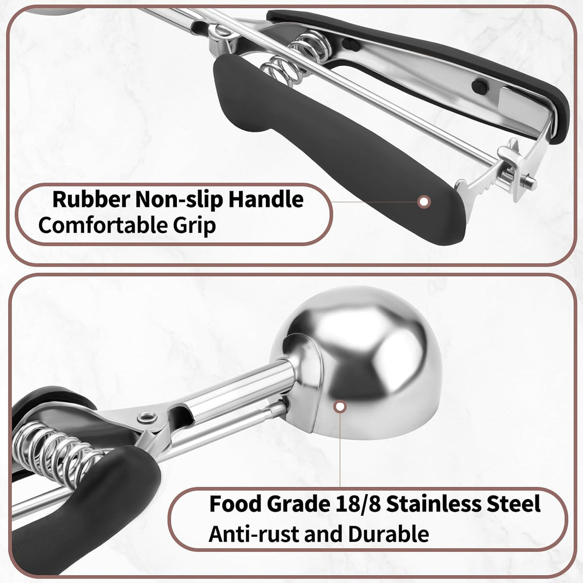 Small Cookie Scoop 1 Tablespoon, Size #60 Cookie Dough Scoop, Stainless Steel Ice Cream Scooper with Trigger Release, for Baking Small Cookies, Meatballs, Melon Balls