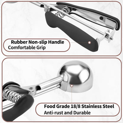 Small Cookie Scoop 1 Tablespoon, Size #60 Cookie Dough Scoop, Stainless Steel Ice Cream Scooper with Trigger Release, for Baking Small Cookies, Meatballs, Melon Balls