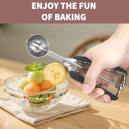 Small Cookie Scoop 1 Tablespoon, Size #60 Cookie Dough Scoop, Stainless Steel Ice Cream Scooper with Trigger Release, for Baking Small Cookies, Meatballs, Melon Balls
