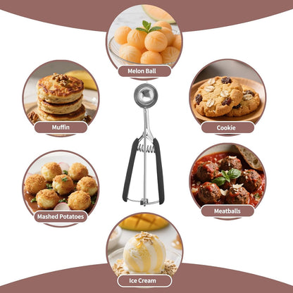Small Cookie Scoop 1 Tablespoon, Size #60 Cookie Dough Scoop, Stainless Steel Ice Cream Scooper with Trigger Release, for Baking Small Cookies, Meatballs, Melon Balls