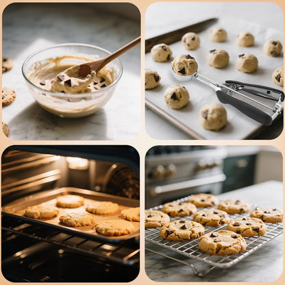 Small Cookie Scoop 1 Tablespoon, Size #60 Cookie Dough Scoop, Stainless Steel Ice Cream Scooper with Trigger Release, for Baking Small Cookies, Meatballs, Melon Balls