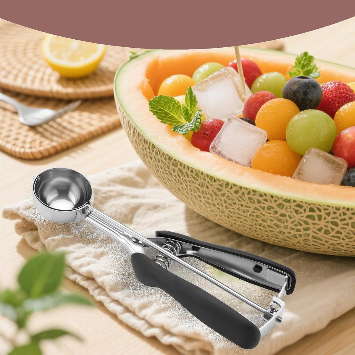 Small Cookie Scoop 1 Tablespoon, Size #60 Cookie Dough Scoop, Stainless Steel Ice Cream Scooper with Trigger Release, for Baking Small Cookies, Meatballs, Melon Balls