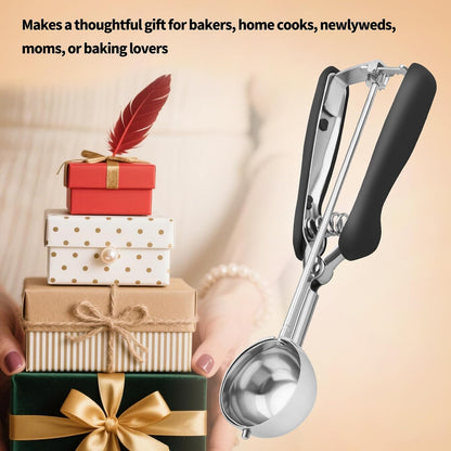 Small Cookie Scoop 1 Tablespoon, Size #60 Cookie Dough Scoop, Stainless Steel Ice Cream Scooper with Trigger Release, for Baking Small Cookies, Meatballs, Melon Balls