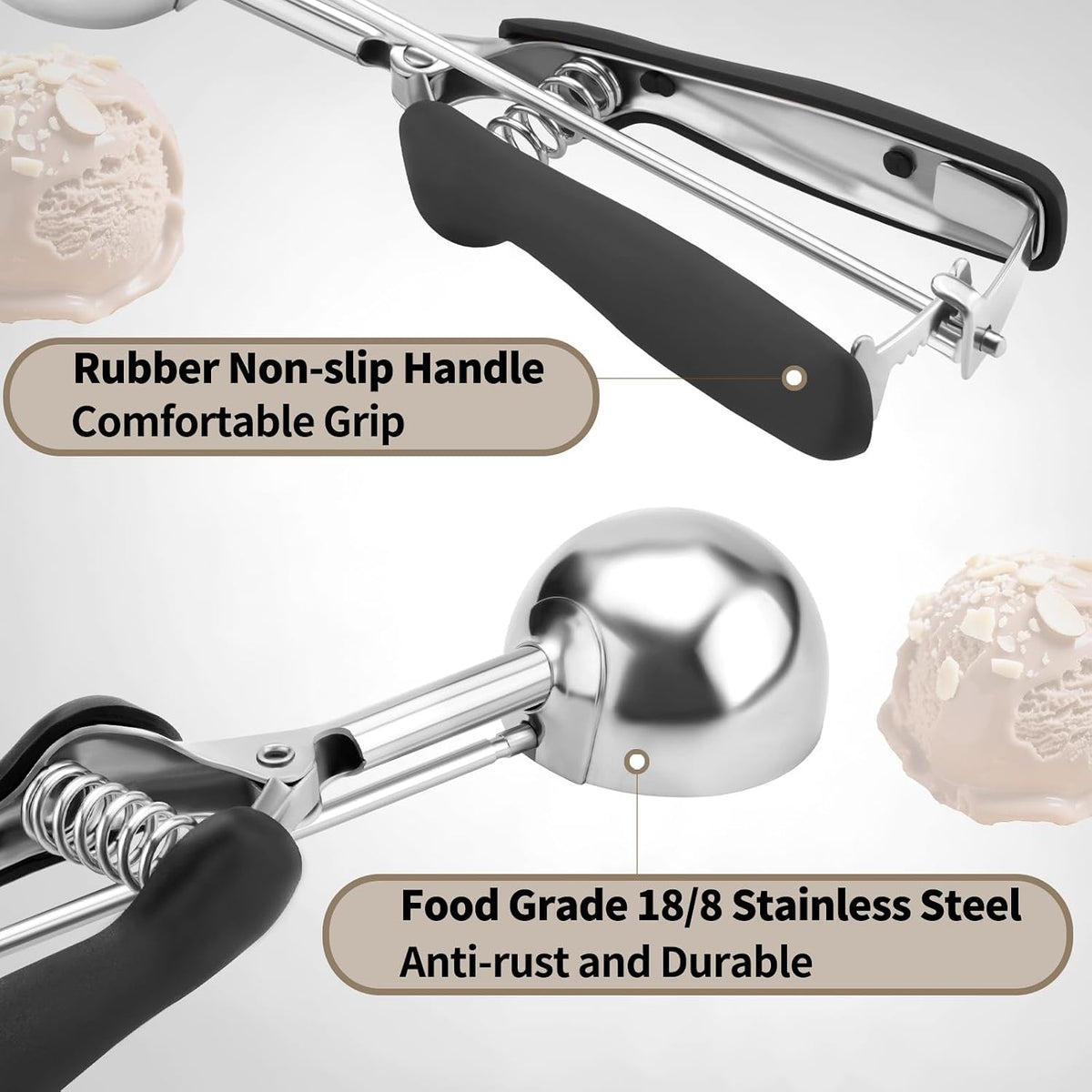 Small Cookie Scoop 1 Tablespoon, Size #60 Cookie Dough Scoop, Stainless Steel Ice Cream Scooper with Trigger Release, for Baking Small Cookies, Meatballs, Melon Balls