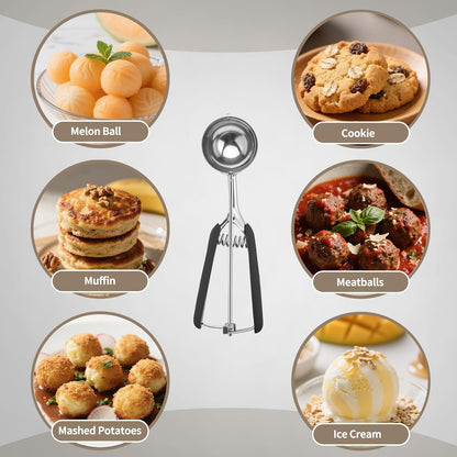 Small Cookie Scoop 1 Tablespoon, Size #60 Cookie Dough Scoop, Stainless Steel Ice Cream Scooper with Trigger Release, for Baking Small Cookies, Meatballs, Melon Balls