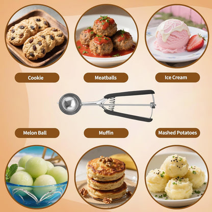 Small Cookie Scoop 1 Tablespoon, Size #60 Cookie Dough Scoop, Stainless Steel Ice Cream Scooper with Trigger Release, for Baking Small Cookies, Meatballs, Melon Balls