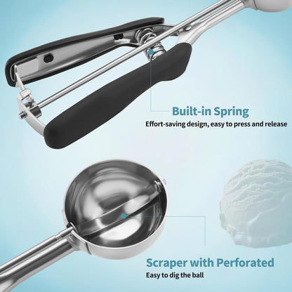 Small Cookie Scoop 1 Tablespoon, Size #60 Cookie Dough Scoop, Stainless Steel Ice Cream Scooper with Trigger Release, for Baking Small Cookies, Meatballs, Melon Balls