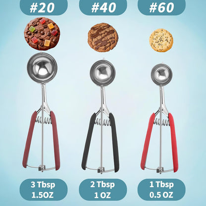 Small Cookie Scoop 1 Tablespoon, Size #60 Cookie Dough Scoop, Stainless Steel Ice Cream Scooper with Trigger Release, for Baking Small Cookies, Meatballs, Melon Balls