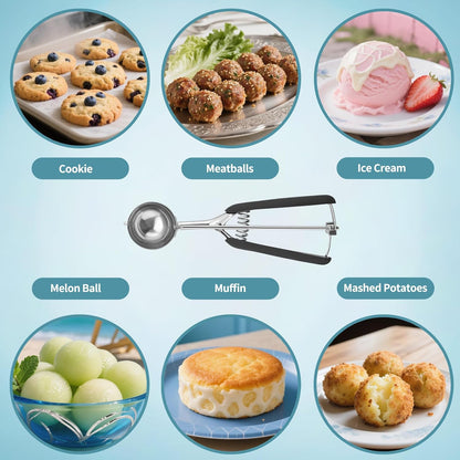 Small Cookie Scoop 1 Tablespoon, Size #60 Cookie Dough Scoop, Stainless Steel Ice Cream Scooper with Trigger Release, for Baking Small Cookies, Meatballs, Melon Balls