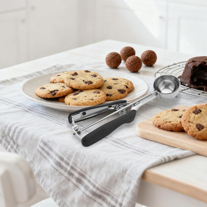 Small Cookie Scoop 1 Tablespoon, Size #60 Cookie Dough Scoop, Stainless Steel Ice Cream Scooper with Trigger Release, for Baking Small Cookies, Meatballs, Melon Balls