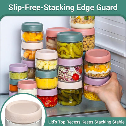 2oz Glass Salad Dressing Containers, 6-Pack Small Sauce Containers with Lids and Mini Condiment Cups Containers,To Go Glass Jars for Meal Prep Lunch box