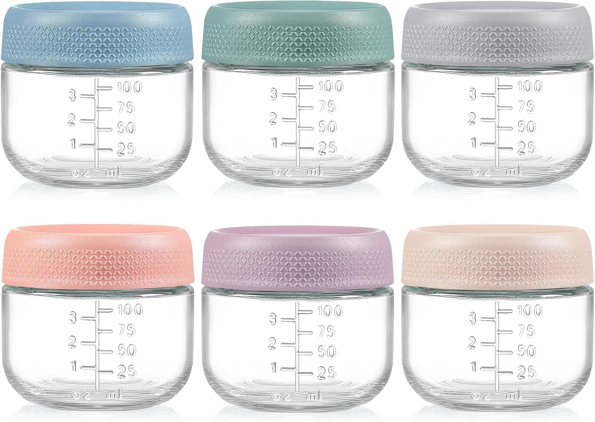 2oz Glass Salad Dressing Containers, 6-Pack Small Sauce Containers with Lids and Mini Condiment Cups Containers,To Go Glass Jars for Meal Prep Lunch box