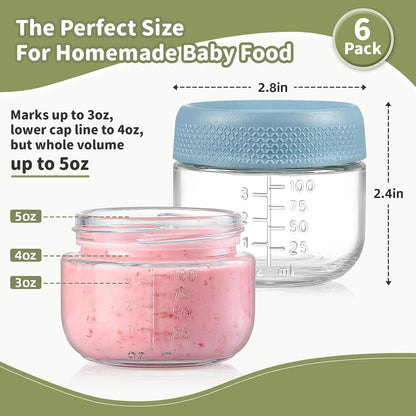 2oz Glass Salad Dressing Containers, 6-Pack Small Sauce Containers with Lids and Mini Condiment Cups Containers,To Go Glass Jars for Meal Prep Lunch box