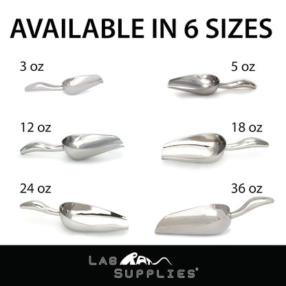 12 oz Stainless Steel Scoop, 10” L x 3.3” W | for Ice, Dog & Cat Food, Popcorn, Coffee, Candy, Sugar, Flour, Dry Goods, etc.