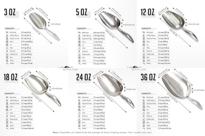 12 oz Stainless Steel Scoop, 10” L x 3.3” W | for Ice, Dog & Cat Food, Popcorn, Coffee, Candy, Sugar, Flour, Dry Goods, etc.