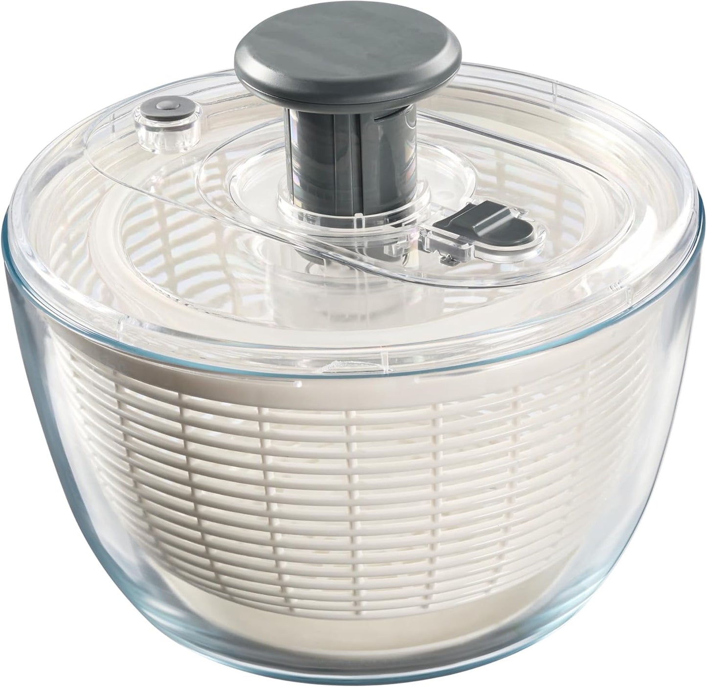 Glass Salad Spinner with Airtight Lid - BPA-Free - Easy Pump Lettuce Spinner Washer | Fruit Washing Bowl with Strainer | Vegetable Cleaner | Large Capacity Borosilicate Glass, 6.22 Quart