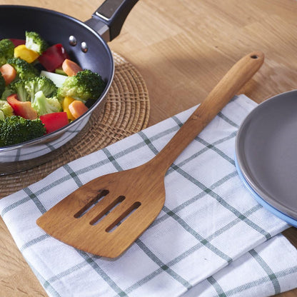 Teak Wooden Slotted Spatula Turner | Durable, Healthy, High Moist Resistance Teak Wood Spatula for Non Stick Cookware