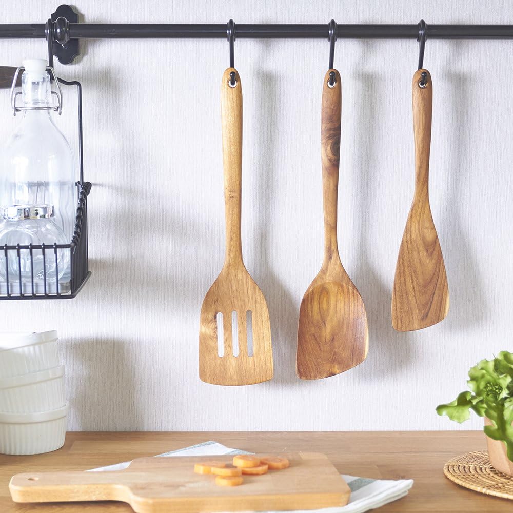 Teak Wooden Slotted Spatula Turner | Durable, Healthy, High Moist Resistance Teak Wood Spatula for Non Stick Cookware
